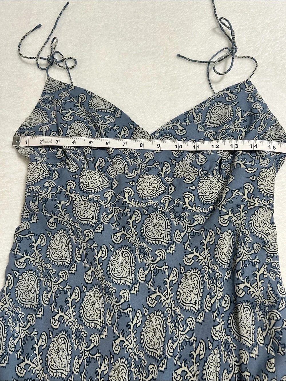 J.Crew 100% Silk Paisley Slip Midi Dress Size 6 Blue Cowl Neck Cottagecore Boho